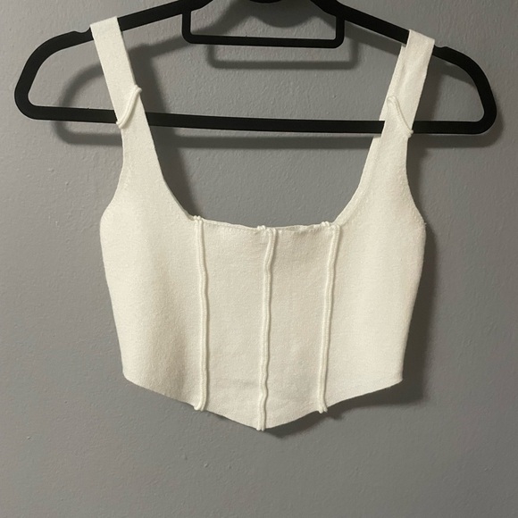 NWOT Audrey 3+1 Corset Crop Top in White. Size Small - Picture 1 of 6